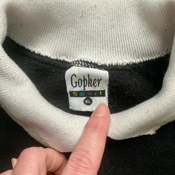 80s Granny Christmas sweatshirt polo collar puffy paint GOPHER sz XL RetRo FAB - Picture 4 of 11